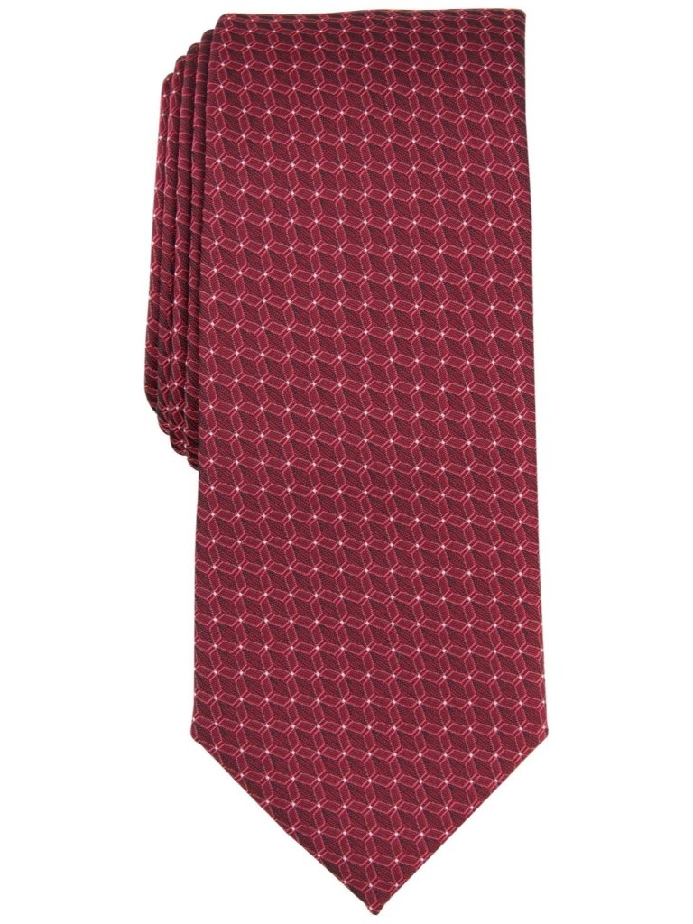 Alfani Men Tie Necktie One Size Red Geometric